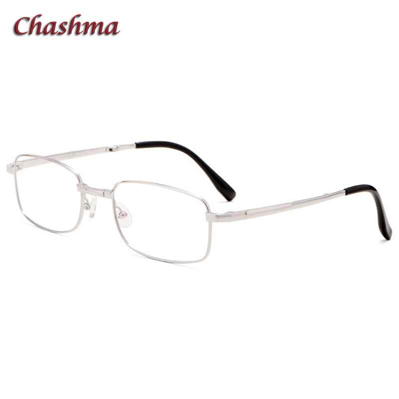Chashma Ochki Unisex Full Rim Square Titanium Foldable Eyeglasses 8923 Full Rim Chashma Ochki Silver  