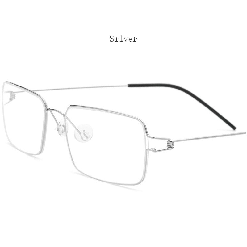 Hdcrafter Unisex Full Rim Rectangle Titanium Alloy Screwless Frame Eyeglasses 28606 Full Rim Hdcrafter Eyeglasses Silver  