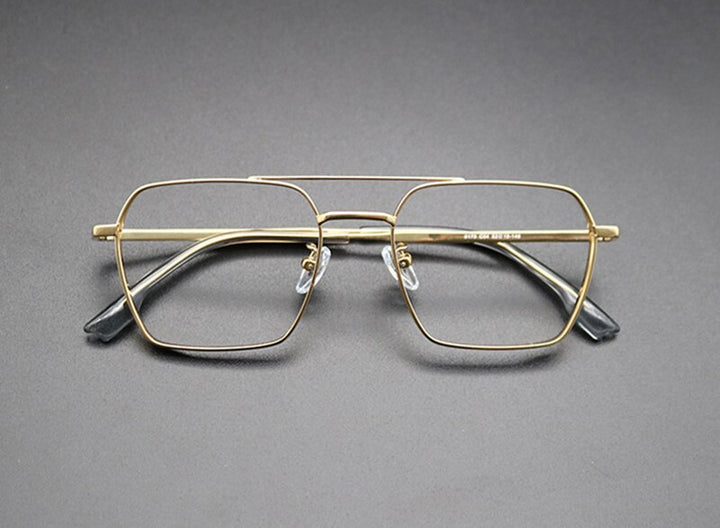 Aissuarvey Titanium Full Rim Double Bridge Frame Men's Eyeglasses Full Rim Aissuarvey Eyeglasses Gold CN 