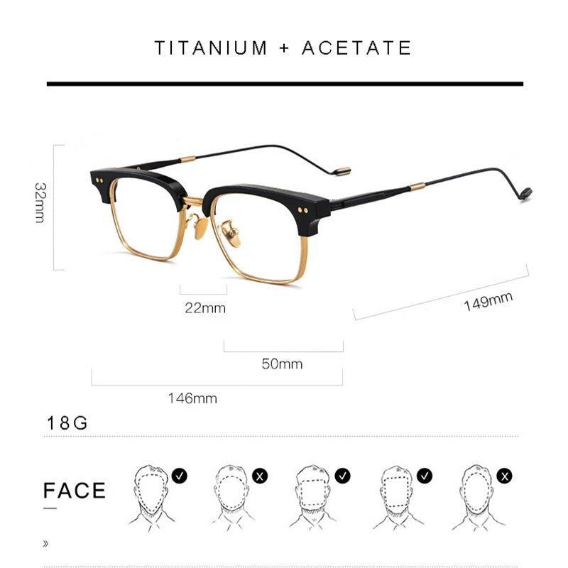 Aissuarvey Acetate Titanium Full Horn Rim Rectangle Frame Eyeglasses Frame Aissuarvey Eyeglasses   