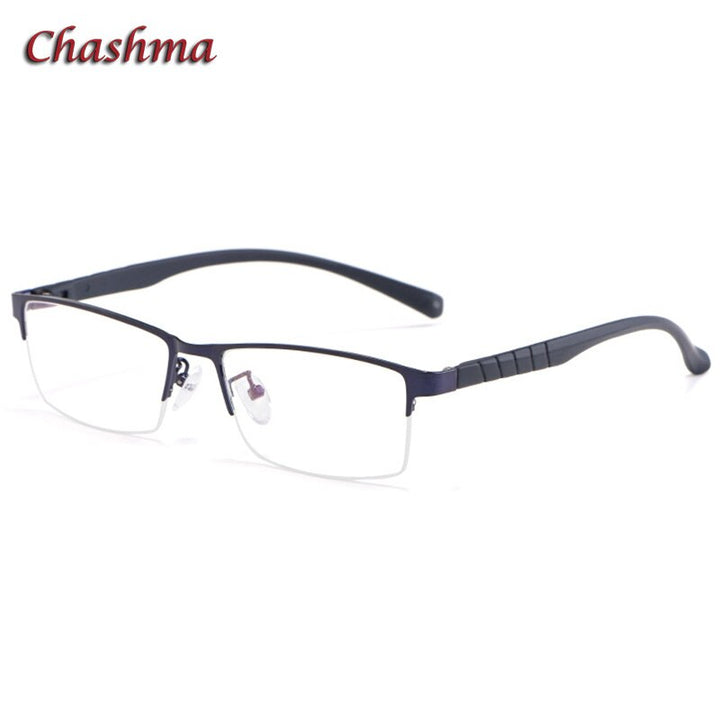 Chashma Ochki Semi Rim Unisex Square Alloy Eyeglasses 89033 Semi Rim Chashma Ochki Blue  