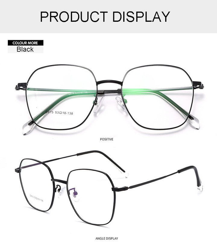 Hotony Unisex Full Rim Polygon Alloy Frame Spring Hinge Eyeglasses D875 Full Rim Hotony   