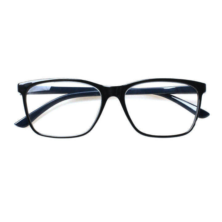 Henotin Eyeglasses Unisex Stylish Rectangular Reading Glasses Spring Hinge Diopter 0 To 1.50 Reading Glasses Henotin 0 Dark Blue 