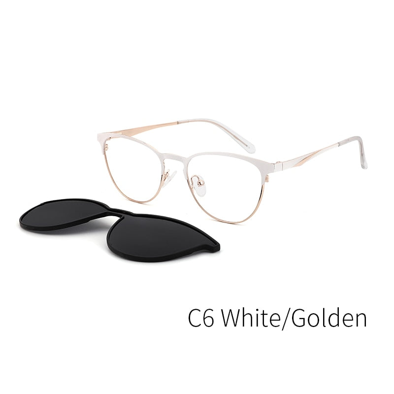 Women's Glasses 2 In 1 Magnet Polarized Clip On Sunglasses Dp33104 Clip On Sunglasses Kansept DP33104C6  