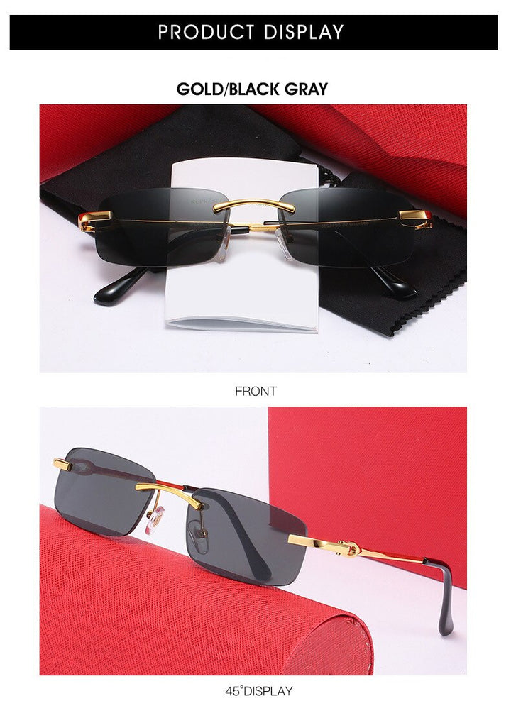 Aissuarvey Rimless Alloy Frame Men's Customizable Polarized Lens Sunglasses Sunglasses Aissuarvey Sunglasses   