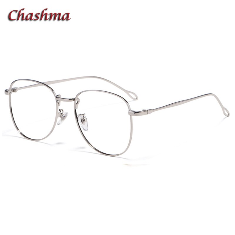 Chashma Ottica Unisex Full Rim Round Square Stainless Steel Eyeglasses Full Rim Chashma Ottica Silver  