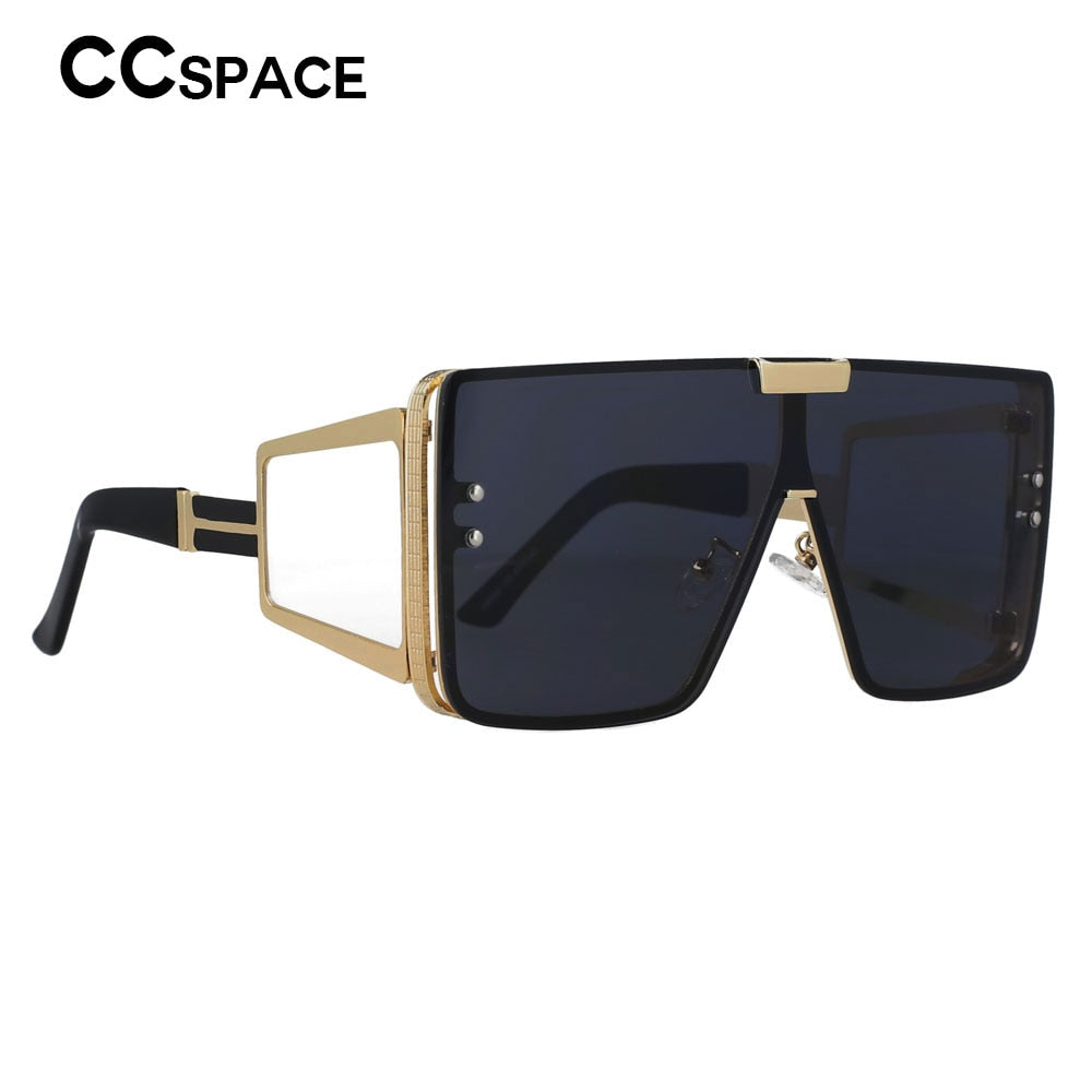 CCSpace Unisex Full Rim Oversized Square One Lens Alloy Frame Sunglasses 46588 Sunglasses CCspace Sunglasses   