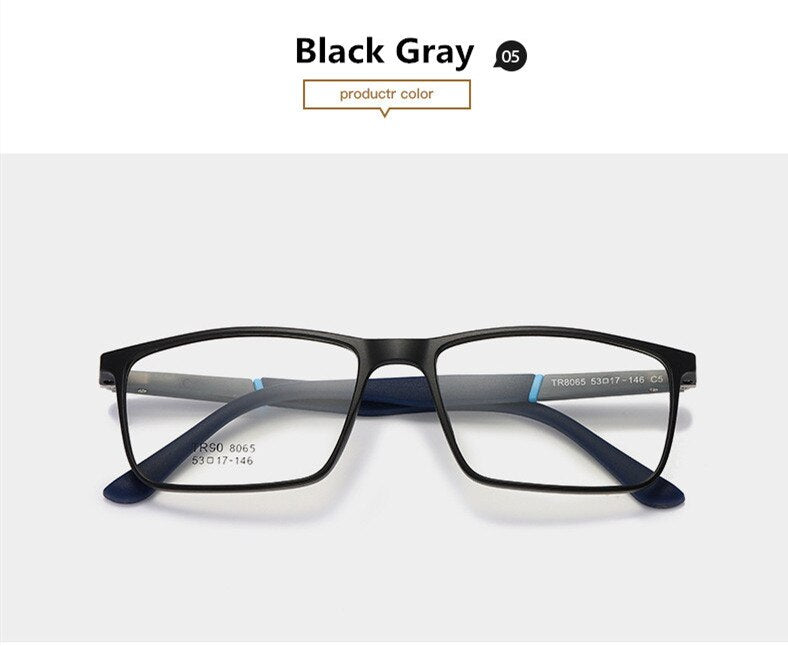Men's Eyeglasses Oversized Half Frame Square Sports 8065 Sport Eyewear SunnyFunnyDay C5 Black Gray  