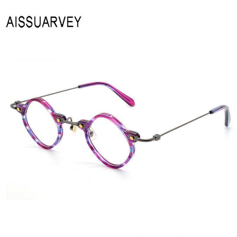 Unisex Acetate Alloy Small Irregular Polygon Full Rim Eyeglasses Full Rim Aissuarvey Eyeglasses   