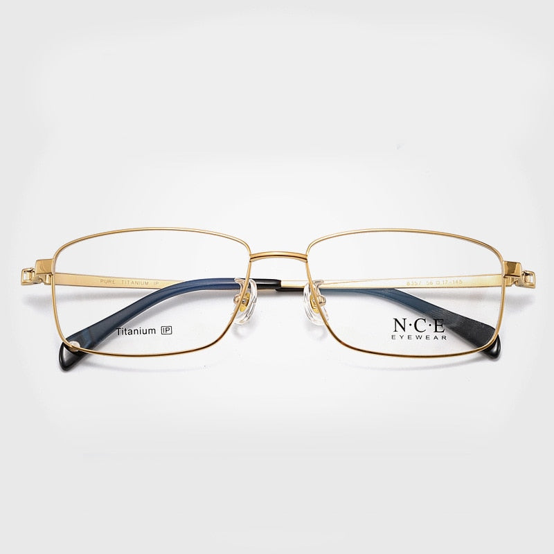 Men's Full Rim Square Titanium Frame Eyeglasses Sc8357 Full Rim Bclear Gold  