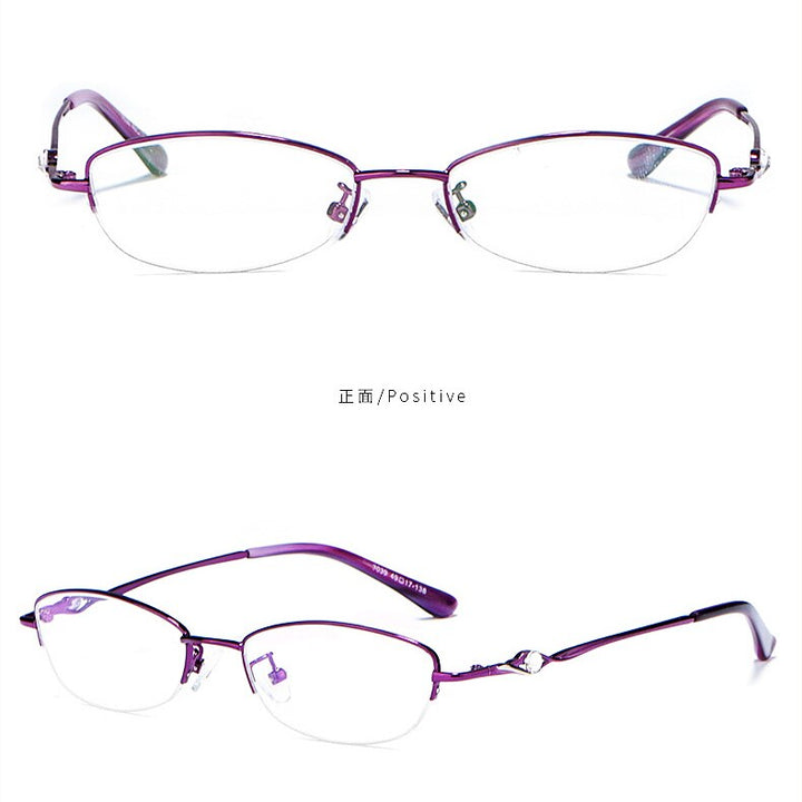 Yimaruili Women's Semi Rim Oval Alloy Frame Eyeglasses F3039 Semi Rim Yimaruili Eyeglasses   