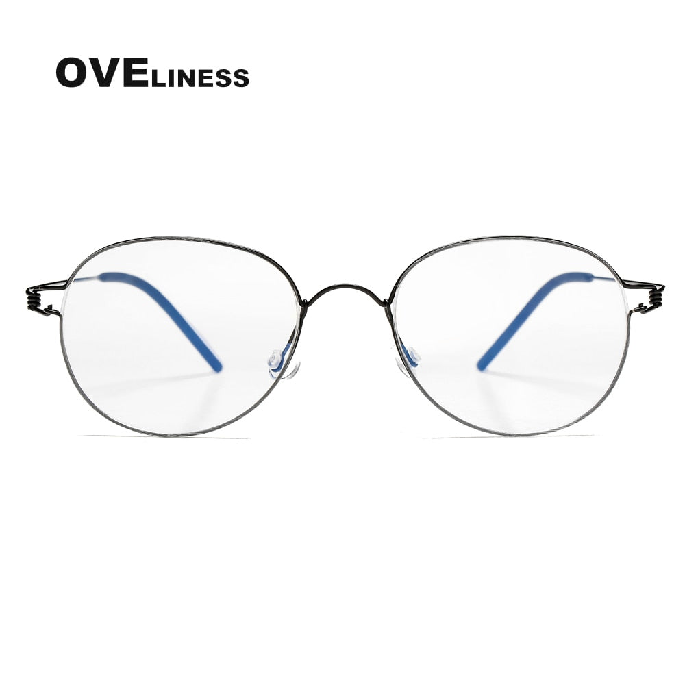 Oveliness Unisex Full Rim Round Titanium Eyeglasses S05 Full Rim Oveliness black  