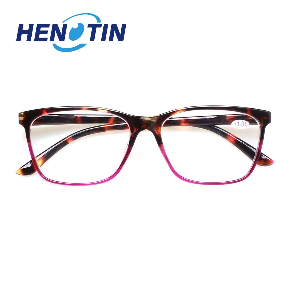 Henotin Eyeglasses Unisex Stylish Rectangular Reading Glasses Spring Hinge Diopter 0 To 1.50 Reading Glasses Henotin 0 Pink 