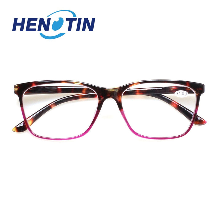 Henotin Eyeglasses Unisex Stylish Rectangular Spring Hinge Reading Glasses Diopter 1.75 To 3.00 Reading Glasses Henotin +175 Pink 
