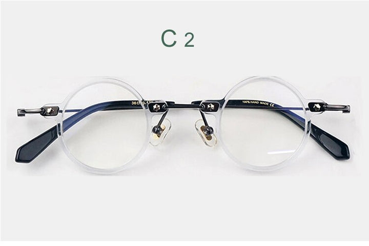 Unisex Full Rim Round Eyeglasses Acetate Frame Customizable Lenses Full Rim Yujo C2 China 