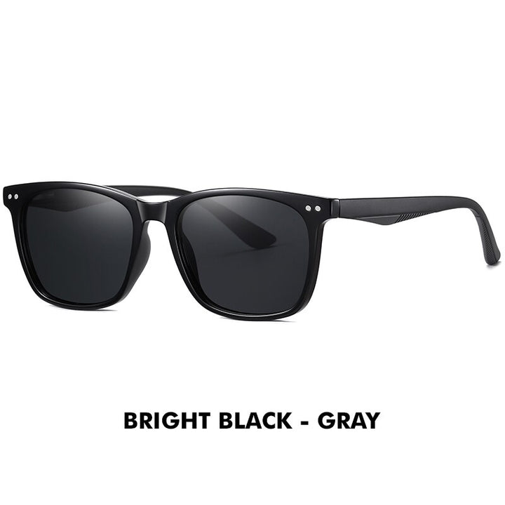 Lm Unisex Full Rim Square TR 90 Titanium Frame Polarized Sunglasses WLM3399 Sunglasses Lm Bright Blakc-Gray  