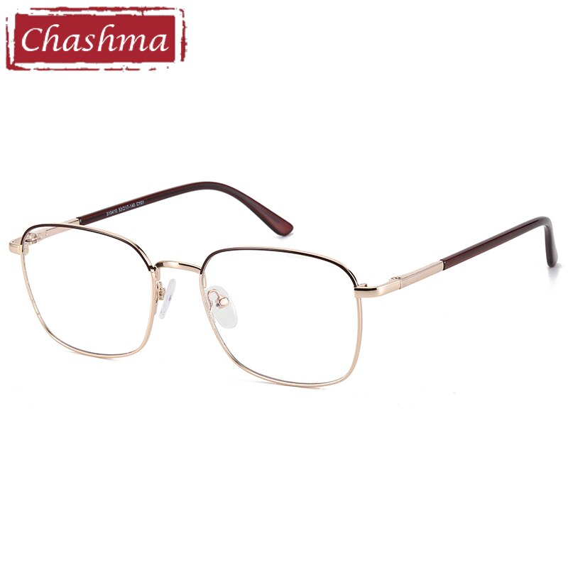 Unisex Alloy Full Rim Frame Spring Hinge Eyeglasses 310410 Full Rim Chashma Gold Brown  