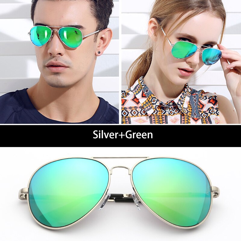 Aidien Unisex Alloy Aviation Myopic Lens Sunglasses Pink Silver Orange Green 6606 Sunglasses Aidien Green 0 