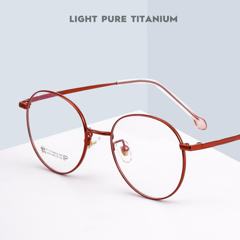 Yimaruili Women's Full Rim Round β Titanium Frame Eyeglasses 2054 Full Rim Yimaruili Eyeglasses   