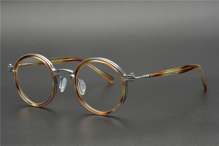 Muzz Men's Full Rim Round Titanium Acetate Frame Eyeglasses G15 Full Rim Muzz c4  