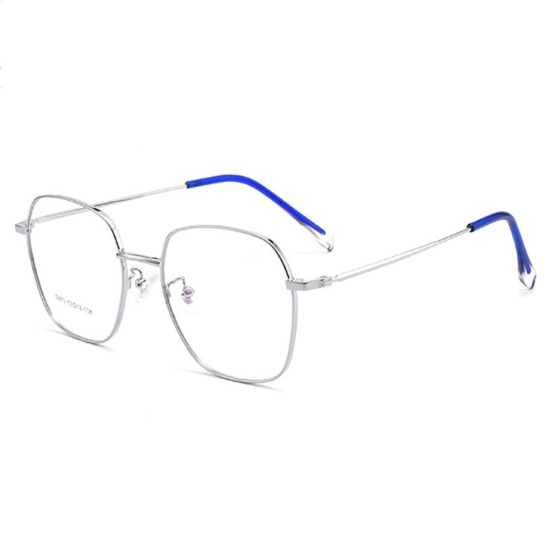 Hotony Unisex Full Rim Polygon Alloy Frame Spring Hinge Eyeglasses D875 Full Rim Hotony Silver  