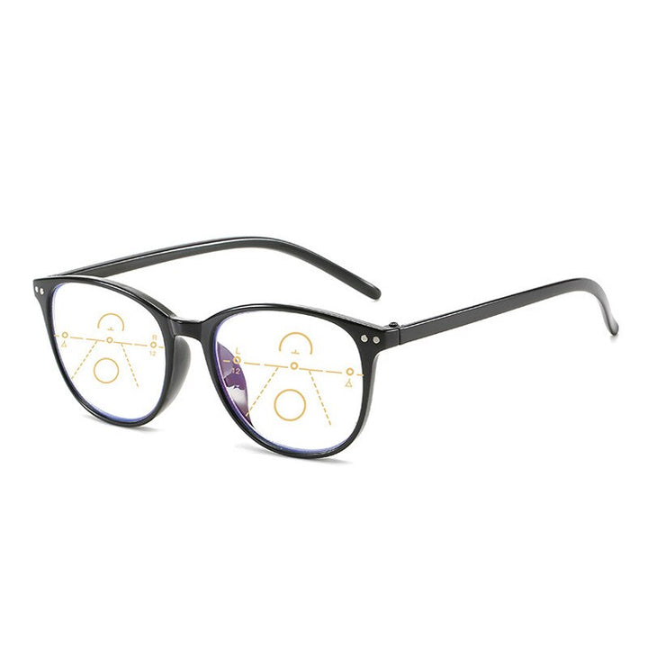 Unisex Anti Blue Light Progressive Reading Glasses Plastic Frame Reading Glasses Brightzone +100 Black 