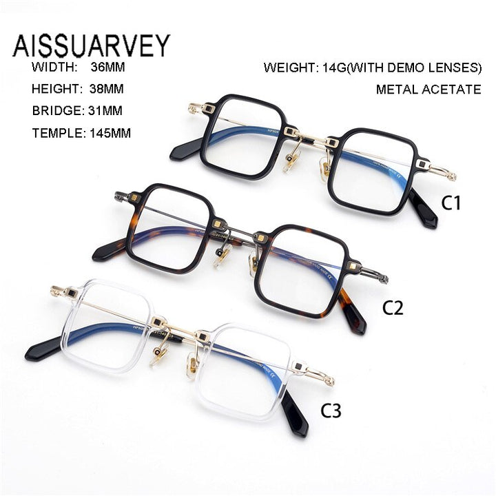 Aissuarvey Unisex Acetate Metal Square Full Rim Eyeglasses Hp506 Full Rim Aissuarvey Eyeglasses   