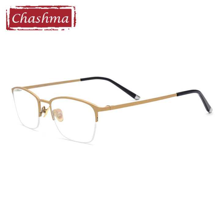 Men's Eyeglasses Pure Titanium 18502 Frame Chashma Gold  