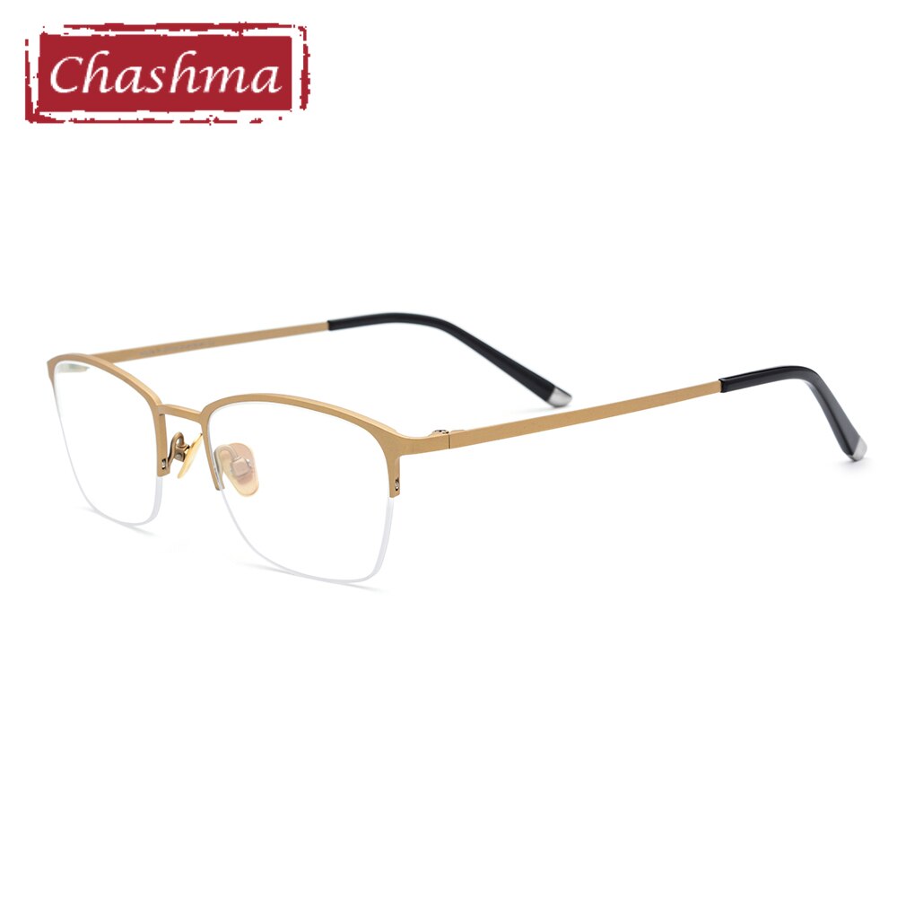 Men's Eyeglasses Pure Titanium 18502 Frame Chashma Gold  