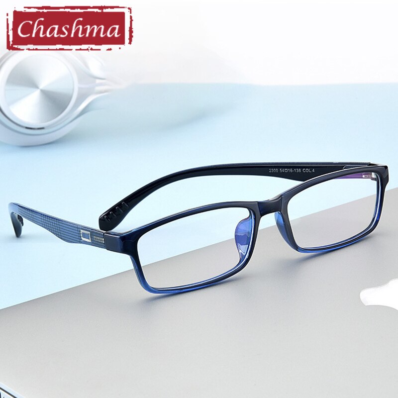 Chashma Men's Full Rim TR 90 Resin Titanium Rectangle Frame Eyeglasses 2300 Full Rim Chashma   