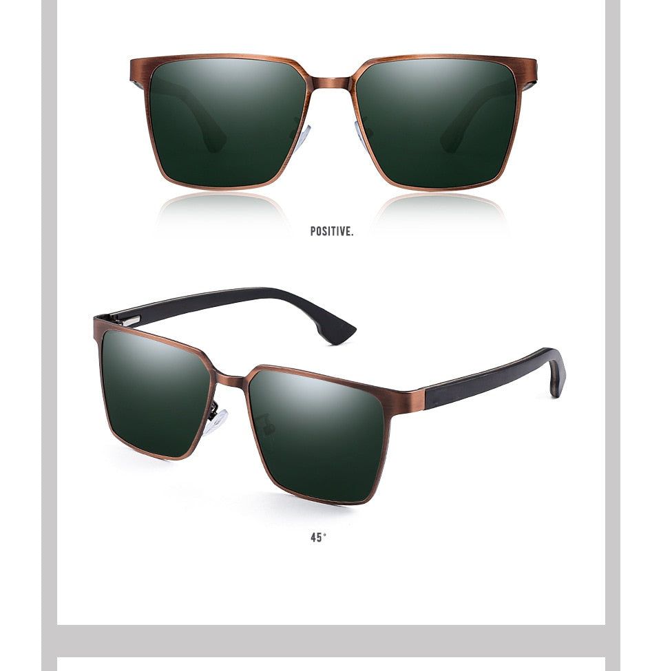 Yimaruili Men's Full Rim Square Wood/Stainless Steel Frame Polarized Lens Sunglasses 8037 Sunglasses Yimaruili Sunglasses   