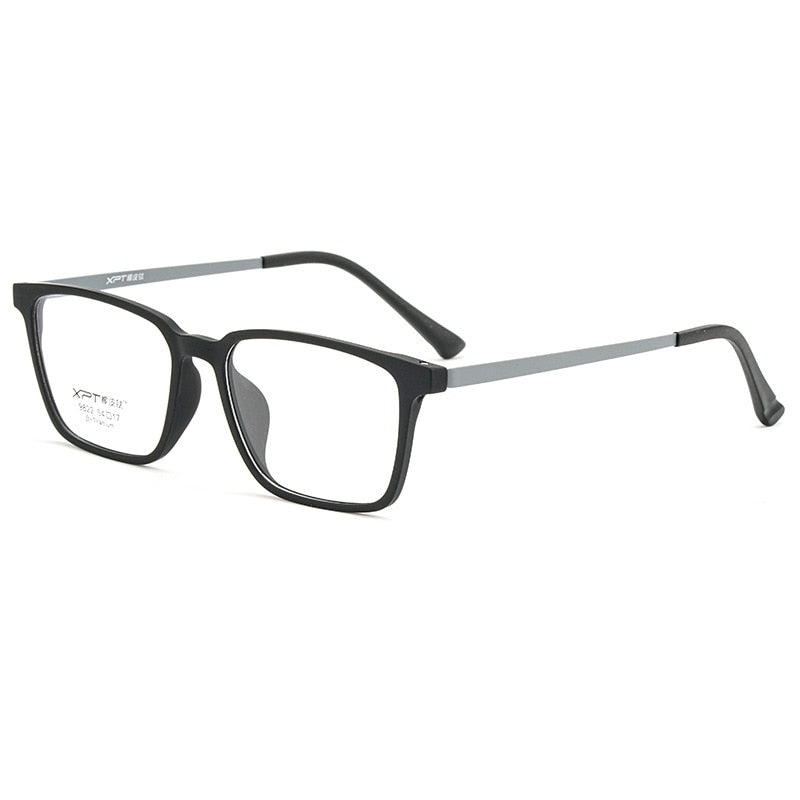 Men's Eyeglasses Ultralight Tr90 Pure Titanium Square Large Size 9822 Frame Gmei Optical Black Gray  