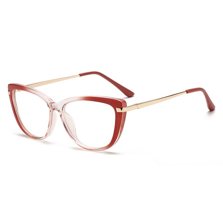 Hotony Unisex Full Rim Cat Eye Alloy Acetate Frame Spring Hinge Eyeglasses 32014 Full Rim Hotony   