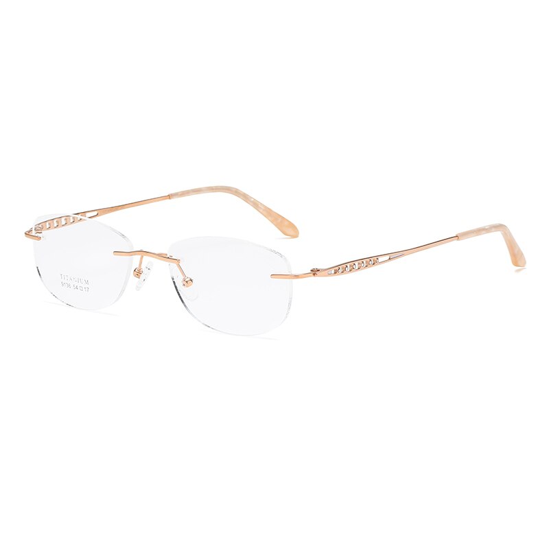 Zirosat 9136 Women's Eyeglasses Titanium Rimless Eyewear Diamond Trimmed Rimless Zirosat golden  
