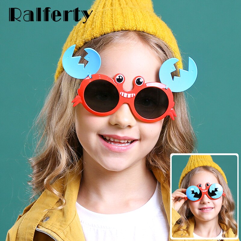 Ralferty Kids' Sunglasses Cartoons Crab Flip Up Unbreakable K8265 Sunglasses Ralferty   