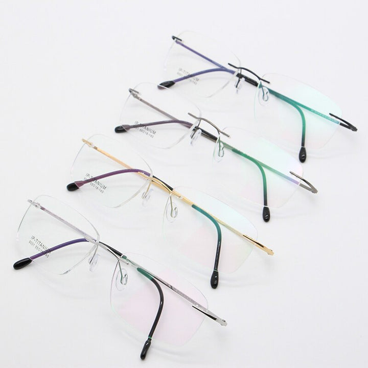 Unisex Rimless Titanium Frame Eyeglasses Customizable Lenses 9001 Rimless Bclear   