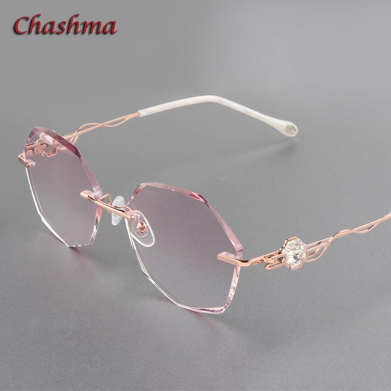 Chashma Ochki Unisex Rimless Round Titanium Eyeglasses Tinted Lenses 88050 Rimless Chashma Ochki Default Title  