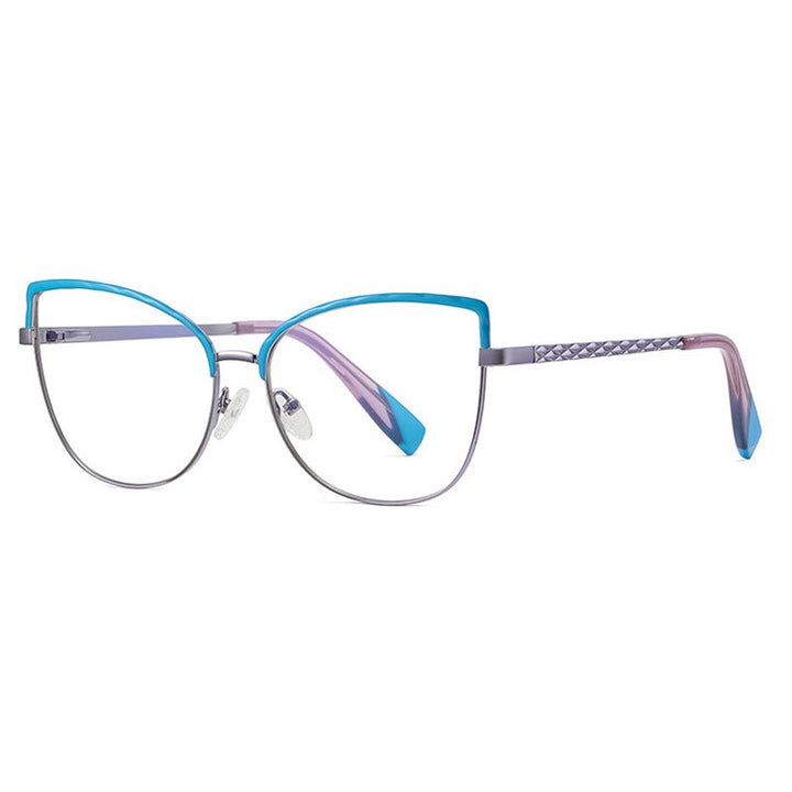 Hotony Women's Full Rim Cat Eye TR 90 Resin Alloy Frame Eyeglasses 3024 Full Rim Hotony Blue  