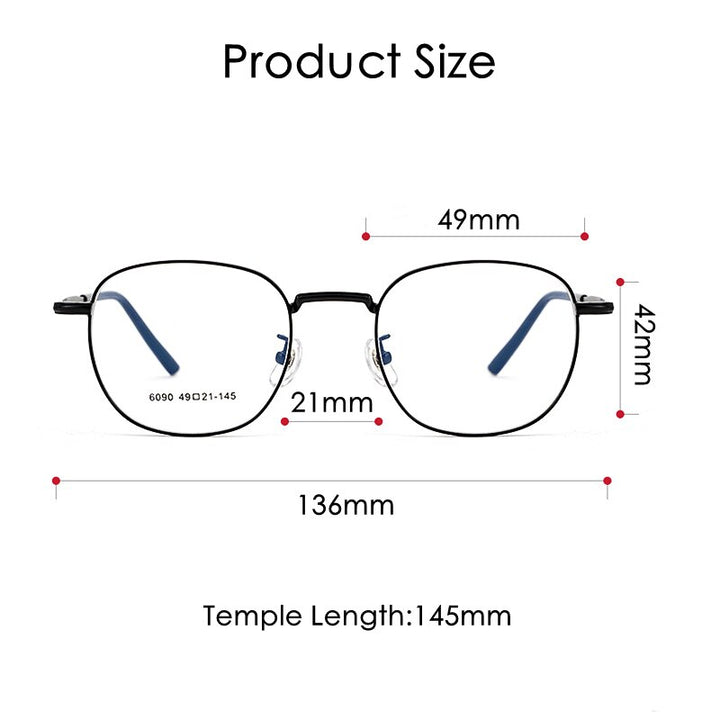 KatKani Unisex Full Rim Alloy Round Frame Eyeglasses 6090 Full Rim KatKani Eyeglasses   