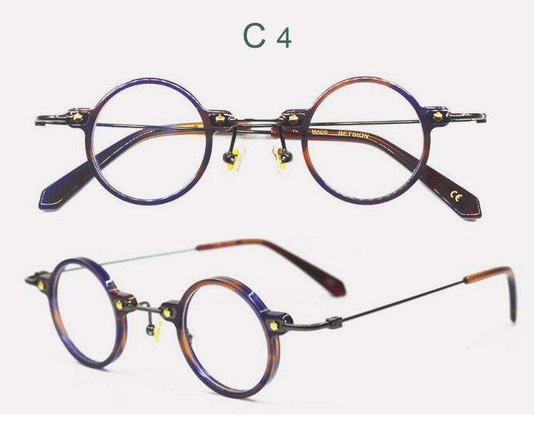 Unisex Full Rim Round Eyeglasses Acetate Frame Customizable Lenses Full Rim Yujo C4 China 