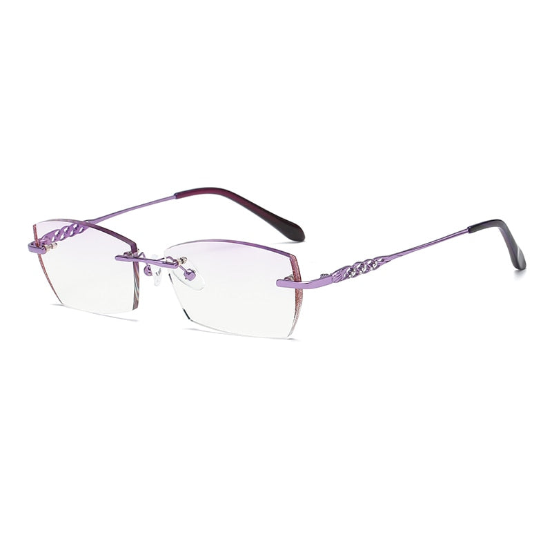 Zirosat 58133 Women's Eyeglasses Rimless Gold Rimless Zirosat purple diamond cut  