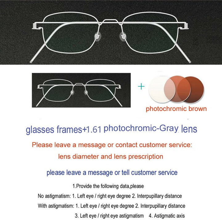Yujo Unisex Full Rim Handcrafted Small/Large Square Stainless Steel Screwless Customized Eyeglasses With Lenses Full Rim Yujo Browning China 