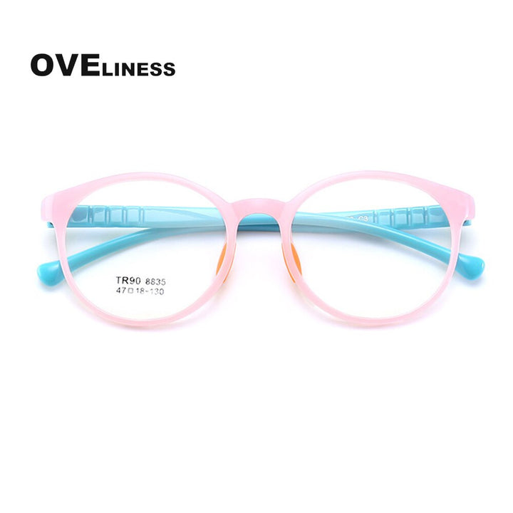 Oveliness Children's Unisex Full Riim Round Tr90 Titanium Eyeglasses 8835 Frame Oveliness pink  