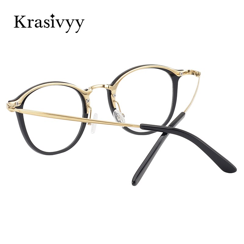 Krasivyy Men's Full Rim Round Square Acetate Titanium Eyeglasses Kr16067 Full Rim Krasivyy   