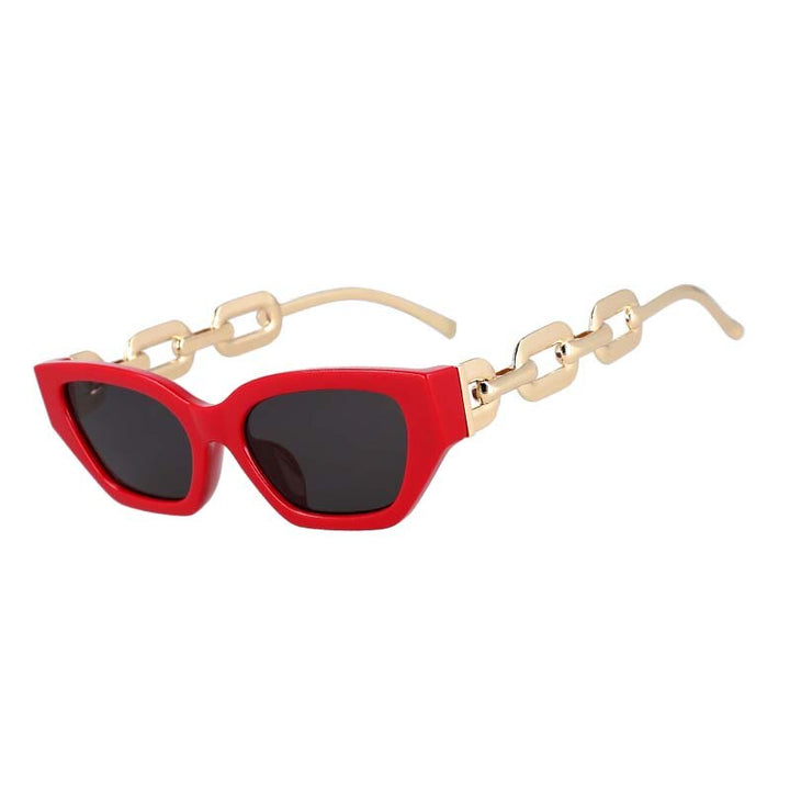 CCSpace Women's Full Rim Oversized Cat Eye Resin Chain Leg Frame Sunglasses 53235 Sunglasses CCspace Sunglasses Red 53235 