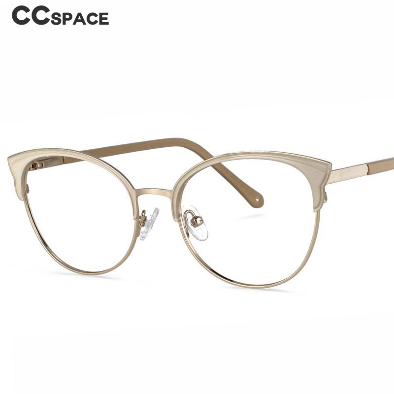 CCspace Unisex Full Rim Round Cat Eye Alloy Frame Eyeglasses 53990 Full Rim CCspace   