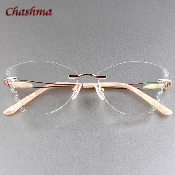 Chashma Ochki Women's Rimless ButterflyTitanium Eyeglasses Clear Lenses 88205 Rimless Chashma Ochki Default Title  