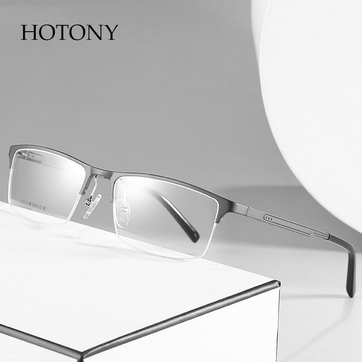 Hotony Unisex Semi Rim Square Alloy Frame Eyeglasses CX6342 Semi Rim Hotony   