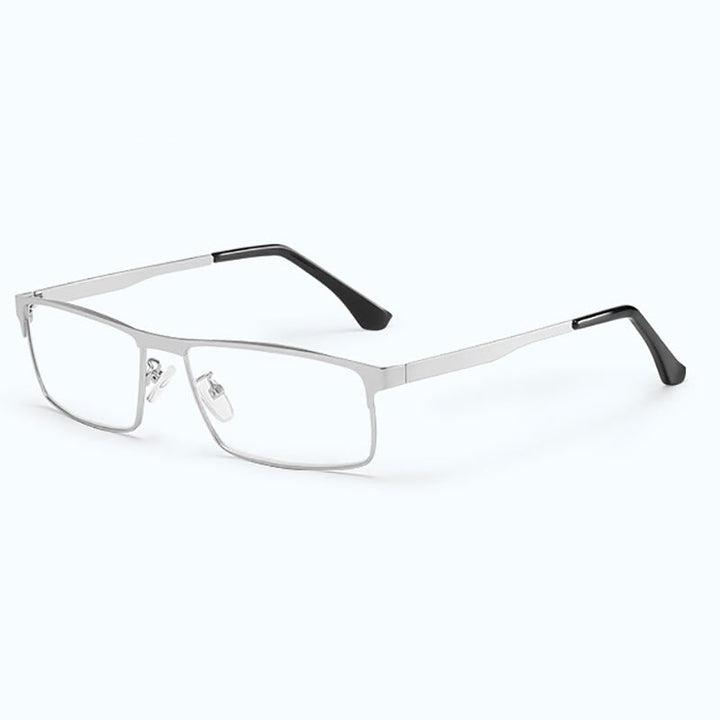 Hotony Unisex Full Rim Square Alloy Frame Anti Blue Light Reading Glasses 9013 Reading Glasses Hotony +100 Silver 