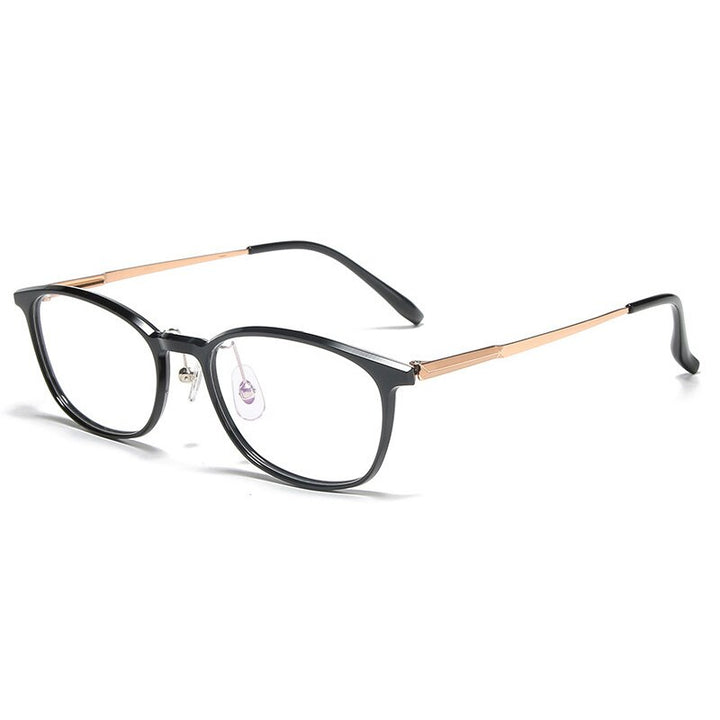 Aissuarvey Oval Titanium Acetate Full Rim Frame Eyeglasses Unisex Full Rim Aissuarvey Eyeglasses black  